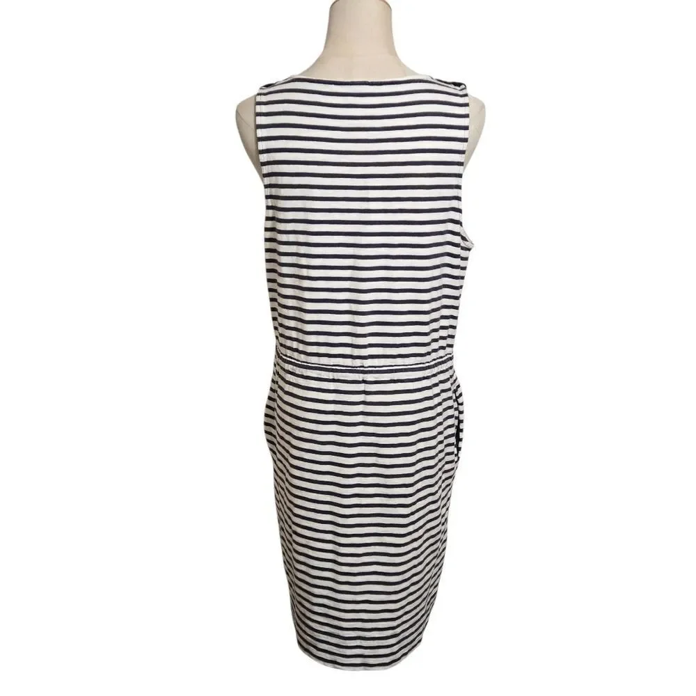 J. Crew Navy and White Striped Beach Dress